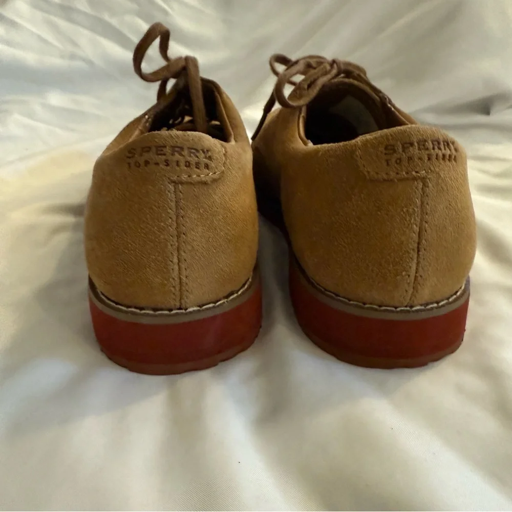 Like New Sperry Tevin Boy's Suede Lace Up Dress Shoes 5 Wide Size